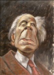 Borges caricatura al óleo